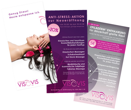 Druckerzeugnisse f&uuml;r Sch&ouml;nf&uuml;hlsalon VISAVIS
